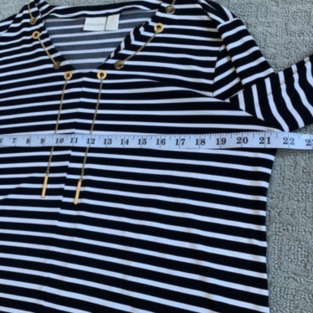 Chico’s Striped Top with Neck Chain Chico’s 2/US L - Picture 6 of 10